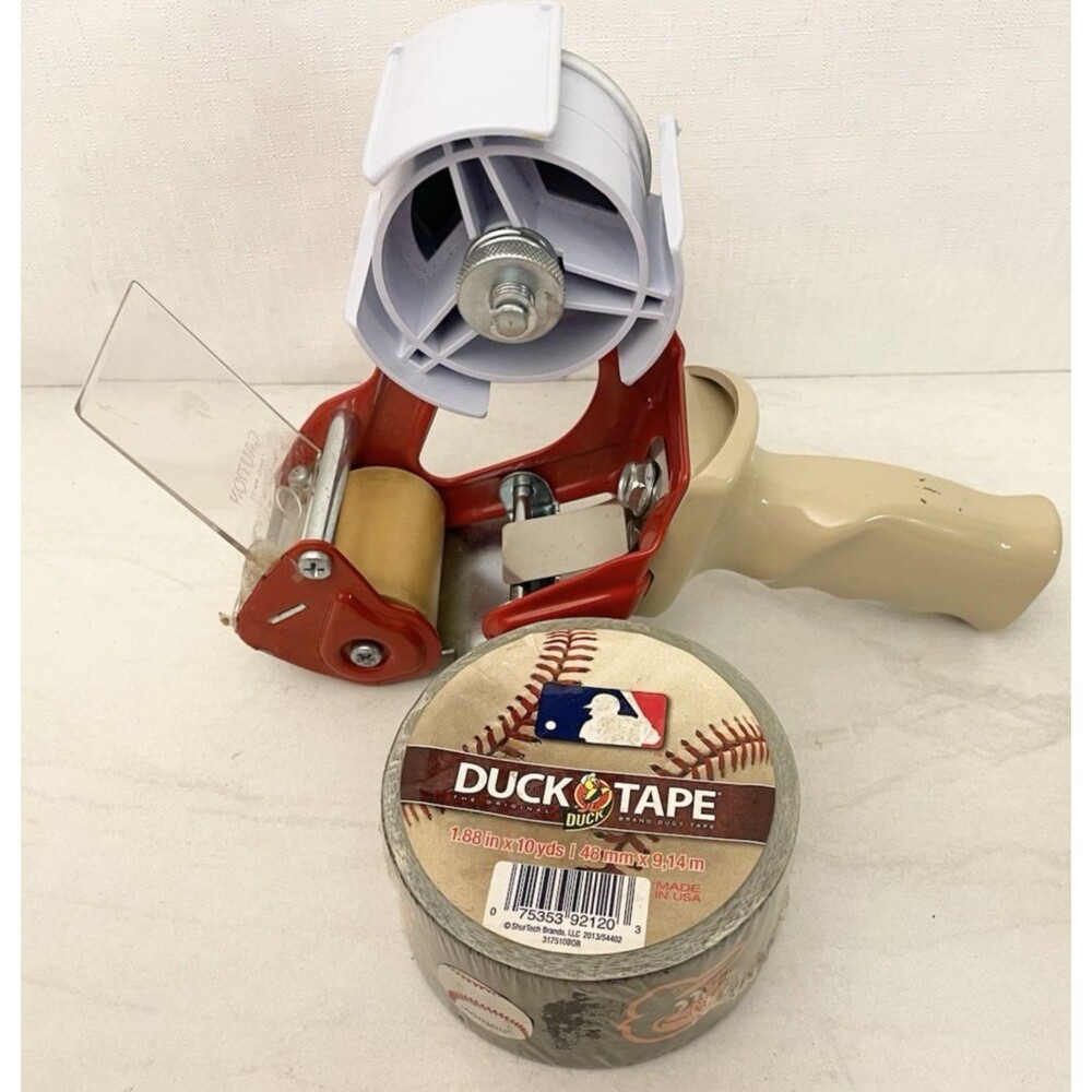 Duck Duct Tape MLB Baltimore Orioles Single Roll 10 yds + Tape Dispenser + Chips